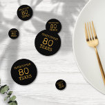 80th Birthday Legendary Black Gold Retro Confetti<br><div class="desc">For those celebrating their 80th birthday we have the ideal birthday party confetti with a vintage feel. The black background with a white and gold vintage typography design design is simple and yet elegant with a retro feel. Easily customise the text of this birthday gift using the template provided. Part...</div>