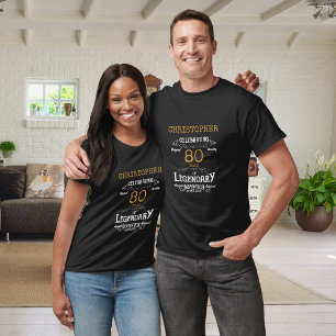 80th Birthday Legendary Black Gold Retro T-Shirt