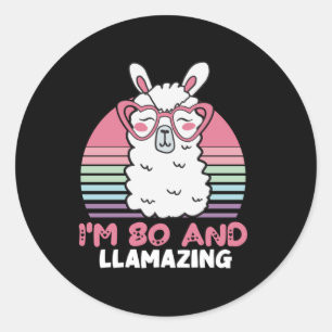 80th Birthday Llamazing Llama 80 Year Old Birthday Classic Round Sticker
