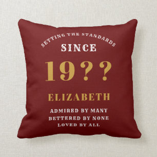 80th Birthday Loved Add Your Name Year Red Gold Cushion