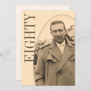 80th Birthday Male Photo Modern Birthday Invitation