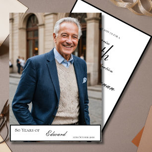 80th Birthday Male Stylish Photo Elegant Invitation