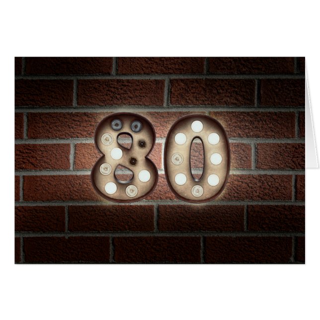80th birthday-marquee light sign on brick (Front Horizontal)