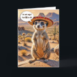 80th Birthday Meerkat Wearing a Sombrero  Card<br><div class="desc">A meerkat stands upright wearing a colourful sombrero in a desert landscape with cacti and mountains in the background for an 80th birthday</div>
