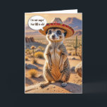 80th Birthday Meerkat Wearing a Sombrero  Card<br><div class="desc">A meerkat stands upright wearing a colourful sombrero in a desert landscape with cacti and mountains in the background for an 80th birthday</div>