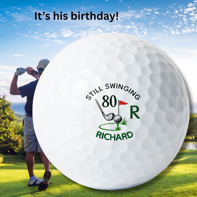 80th Birthday Men's Monogram Name Golf Balls (Creator Uploaded)
