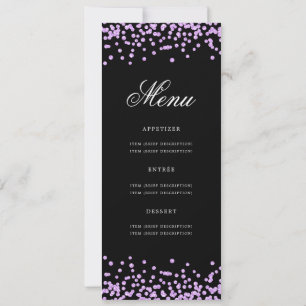 80th Birthday Menu Confetti Purple Black  Invitation
