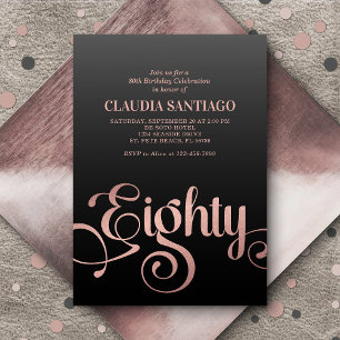 80th Birthday Modern Script Invitation