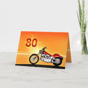 80th birthday Motorcycle sunset Card