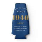 80th Birthday Name 1946 Blue Gold Elegant Chic