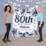 80th Birthday Navy Balloons Fleece Blanket<br><div class="desc">A gorgeous navy and silver balloon happy 80th birthday fleece blanket. This fabulous design is the perfect way to wish someone a happy eightyth birthday (or any age!) Personalise with our own custom name and message. Blue coloured typography and gorgeous navy blue and silver balloons.</div>