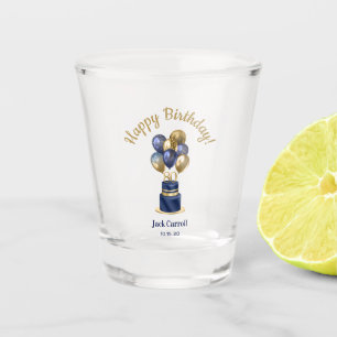 80th Birthday Navy Blue Balloon Cake Shot Glass