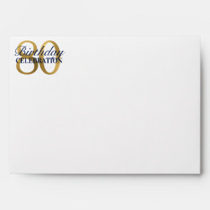 80th Birthday Navy Blue Cake Return Address Envelope