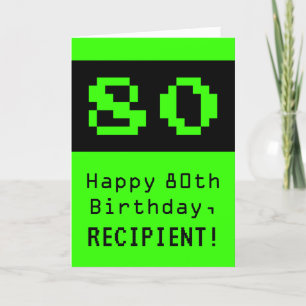 80th Birthday: Nerdy / Geeky Style "80" and Name Card