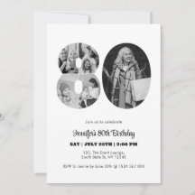 80th Birthday Number 80 Photo Collage Black White