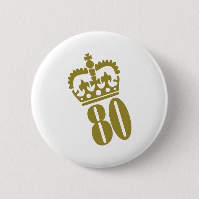 80th Birthday - Number – Eighty 6 Cm Round Badge (Front)