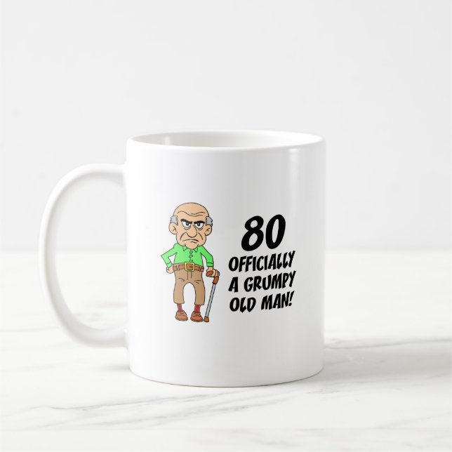 80th Birthday Officially Grumpy Old Man Coffee Mug (Left)