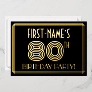 80th Birthday Party — Art Deco Style “80” + Name