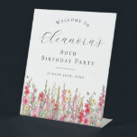 80th Birthday Party August Birth Flower Welcome Pedestal Sign<br><div class="desc">Elegant summer watercolor pink gladiolus flowers create a beautiful floral border at the bottom of this birthday party welcome tabletop pedestal sign. Gladiolus flowers are the July birth flower that signify strength and love. A trendy font combination gives it a modern aesthetic. All of the text is editable.</div>