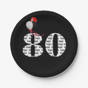 80th birthday party balloons paper plate