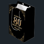 80th Birthday Party Black and Gold Glitter Frame Medium Gift Bag<br><div class="desc">80th Birthday Party Black and Gold Glitter Frame Gift Bag. For further customisation,  please click the "Customise it" button and use our design tool to modify this template.</div>