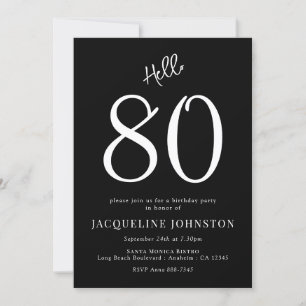 80th Birthday Party Black And White Invitation