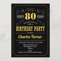 80th Birthday Party - Black Gold White