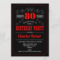 80th Birthday Party - Black Red White