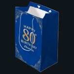 80th Birthday Party Blue and Gold Glitter Medium Gift Bag<br><div class="desc">80th Birthday Party Blue and Gold Glitter Frame Gift Bag. For further customisation,  please click the "Customise it" button and use our design tool to modify this template.</div>