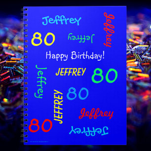 80th Birthday Party Blue Guest Book Repeating Name