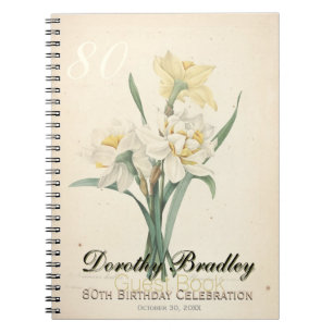 80th Birthday Party Botanical Narcissus Guest Book