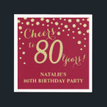 80th Birthday Party Burgundy Red and Gold Diamond Napkin<br><div class="desc">80th Birthday Party Invitation with Burgundy Red and Gold Glitter Diamond Background. Gold Confetti. Adult Birthday. Man or Woman Birthday. For further customisation,  please click the "Customise it" button and use our design tool to modify this template.</div>