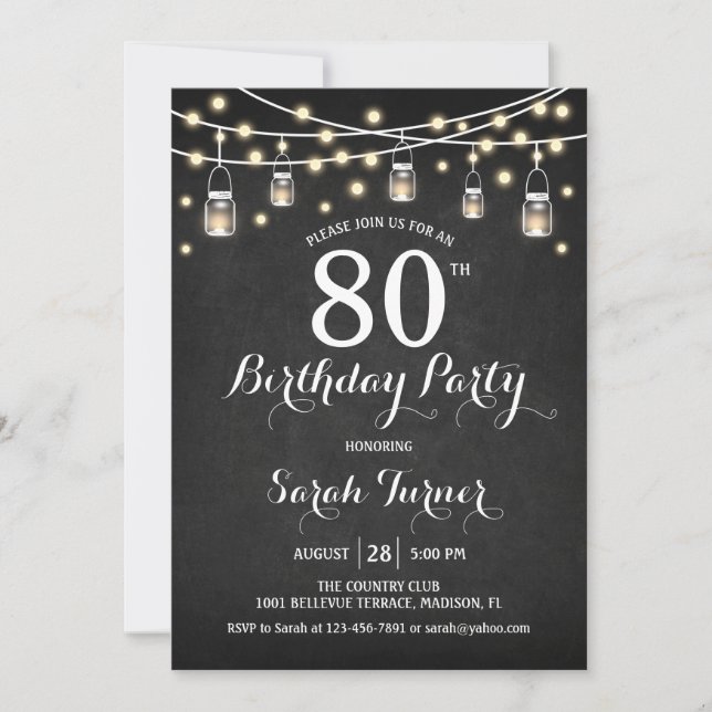 80th Birthday Party - Chalkboard Invitation (Front)