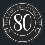 80th Birthday Party Cool Classic Classic Round Sticker<br><div class="desc">Get these cute stickers to adorn your party favors for all your favorite guests. A stylish number to celebrate a birthday party.
NOTE the glitter image is a printed picture</div>