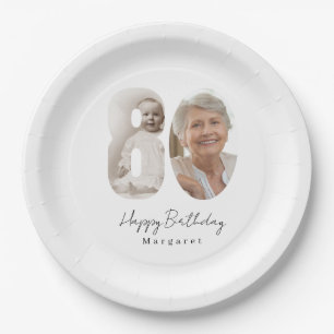 80th Birthday Party Custom Photo Paper Plate