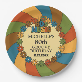 80th Birthday Party Decor 1960s Music Theme Paper Plate