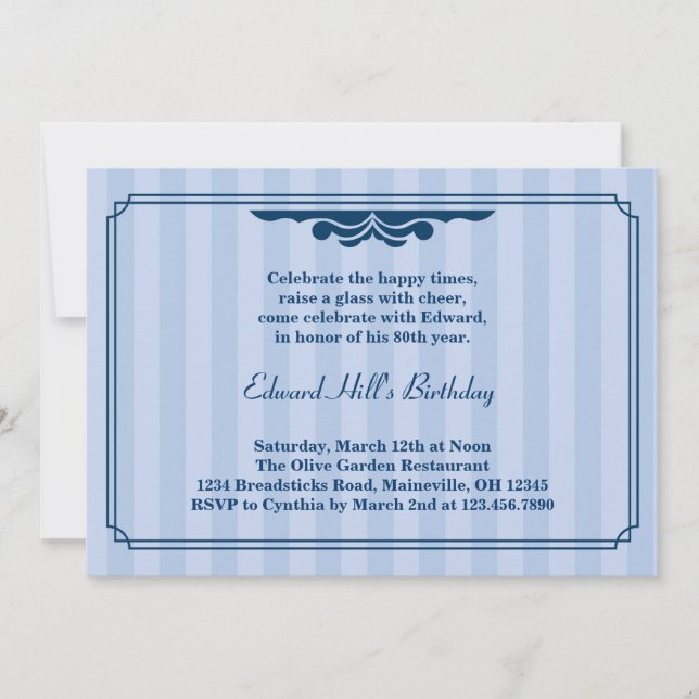 80th Birthday Party Elegant Invitation (Front)
