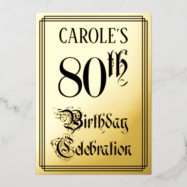 80th Birthday Party — Elegant Script + Custom Name (Front)