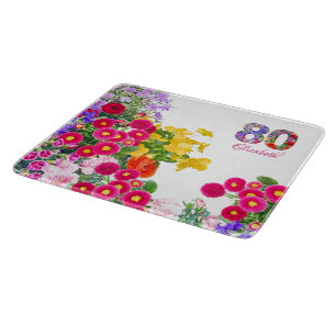 80th birthday party floral bouquet cutting board