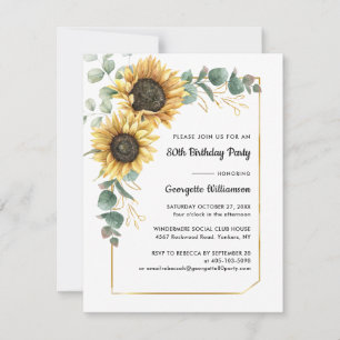 80th Birthday Party Floral Invitation