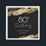 80th Birthday Party Gold Black Napkins<br><div class="desc">Elegant Faux gold foil paint splatters design. All text is adjustable and easy to change for your own party needs. Great elegant 80th birthday template design. Fancy Birthday party Napkins. Black and gold</div>