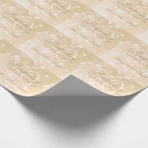 80th Birthday Party Gold Bokeh Sparkle Lights Wrapping Paper