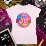 80th Birthday Party Gold Pink Glitter Disco Ball T-Shirt<br><div class="desc">Do you love the 80s dancing disco ball? The 70s disco ball? Look at our 80th Birthday Party Gold Pink Glitter Disco Ball T-Shirt! Celebrate in style with our vibrant birthday disco ball t-shirt featuring a colourful gold mirror disco ball and dazzling typography with a digital glitter and gold effect....</div>