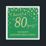 80th Birthday Party Green and Gold Diamond Napkins<br><div class="desc">80th Birthday Party Invitation with Green and Gold Glitter Diamond Background. Gold Confetti. Adult Birthday. Man or Woman Birthday. For further customisation,  please click the "Customise it" button and use our design tool to modify this template.</div>