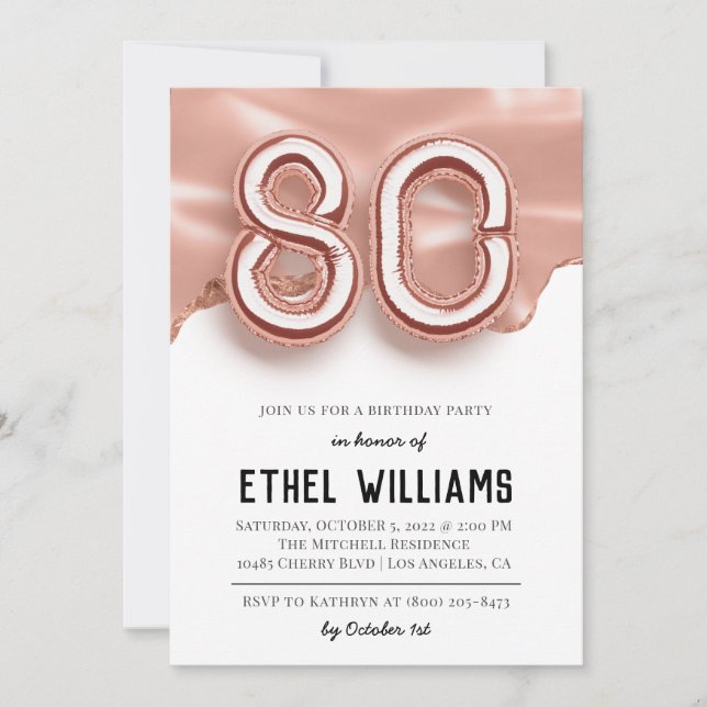 80th Birthday Party Invitation (Front)
