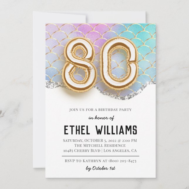 80th Birthday Party Invitation (Front)