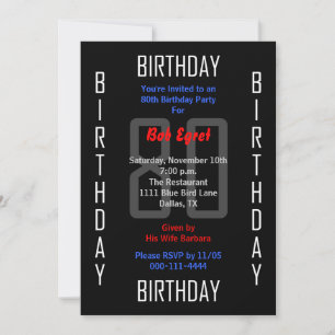 80th Birthday Party Invitation 80
