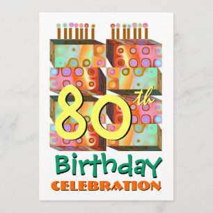 80th Birthday Party Invitation Candles & Gifts