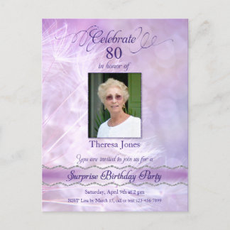 80th Birthday Party Invitation Postcard