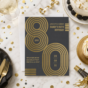 80th Birthday Party Invitation Retro Geometric